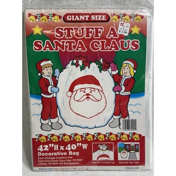 Other - Vintage Giant Size Stuff A Santa Claus Decorative Leaf Outside Bag 42”X40”
